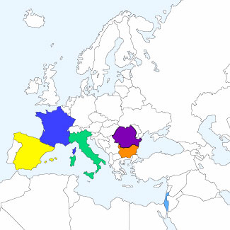Referencias en el mapa de Europa